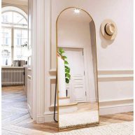 XRAMFY 21 in. W x 64 in. H Arched Gold Aluminum Alloy Framed Full Length Mirror Standing Floor Mirror
