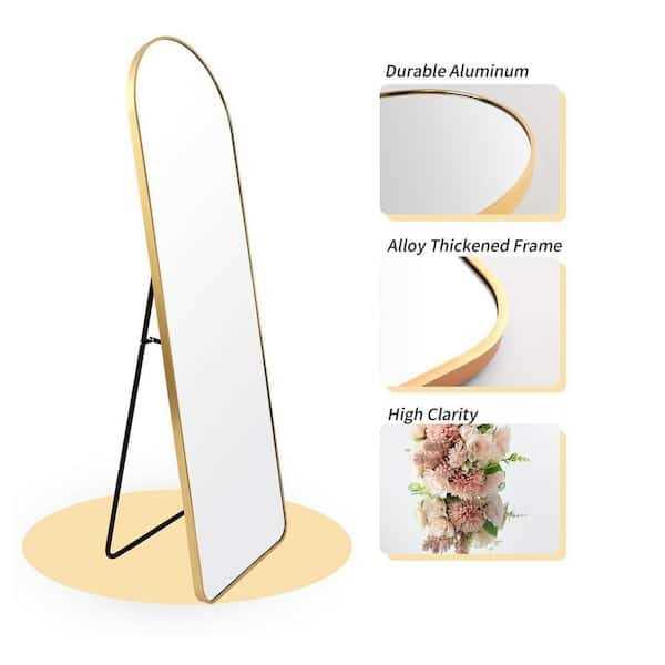 XRAMFY 21 in. W x 64 in. H Arched Gold Aluminum Alloy Framed Full Length Mirror Standing Floor Mirror - Image 2