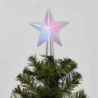 Wondershop Mini Star Christmas Tree Topper Silver Glitter Color Changing LED Lights with Battery Pack 26in Lead in Wire