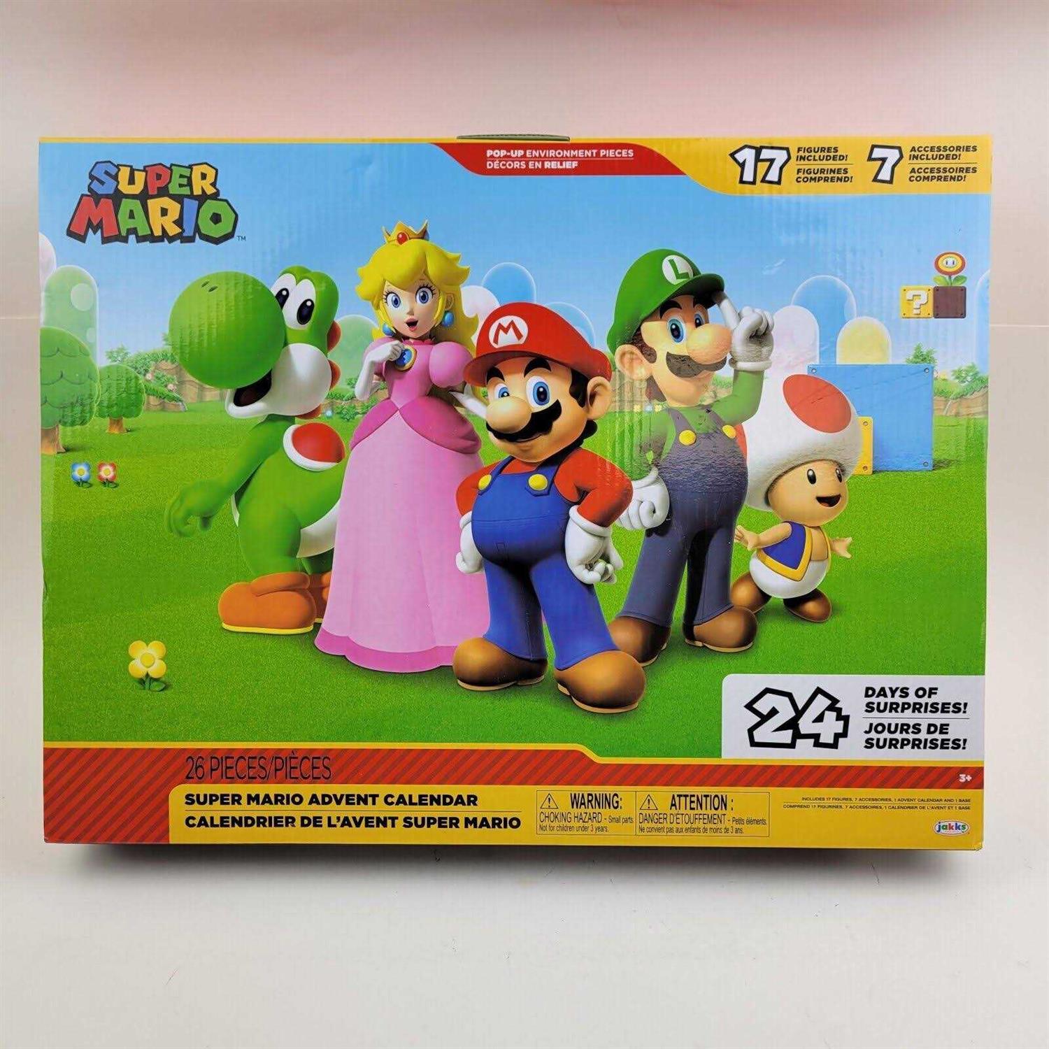 Super Mario Nintendo Advent Calendar Christmas Holiday Calendar With 17 Articulated 2.5” Action Figures & 7 Accessories