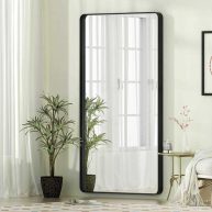 XRAMFY 71 in. H Rectangular Modern Black Aluminum Deep Framed Full Length Mirror Mirror