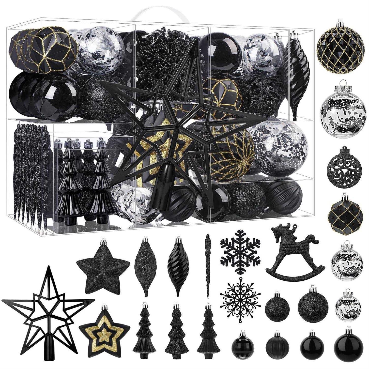 Shareconn 100pcs Christmas Balls Ornaments Set Shatterproof Plastic Decorative Baubles with lanyard for Xmas Tree Decor