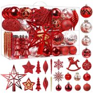 Shareconn 100pcs Christmas Balls Ornaments Set Shatterproof Plastic Decorative Baubles with lanyard for Xmas Tree Decor