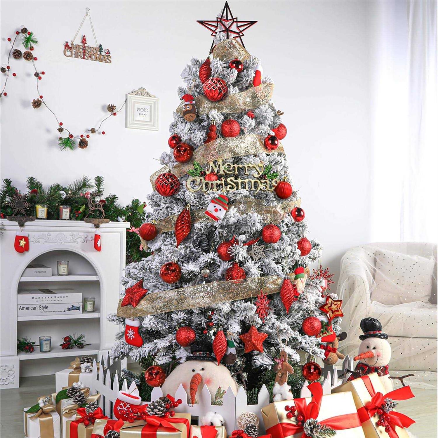 Shareconn 100pcs Christmas Balls Ornaments Set Shatterproof Plastic Decorative Baubles with lanyard for Xmas Tree Decor - Image 2