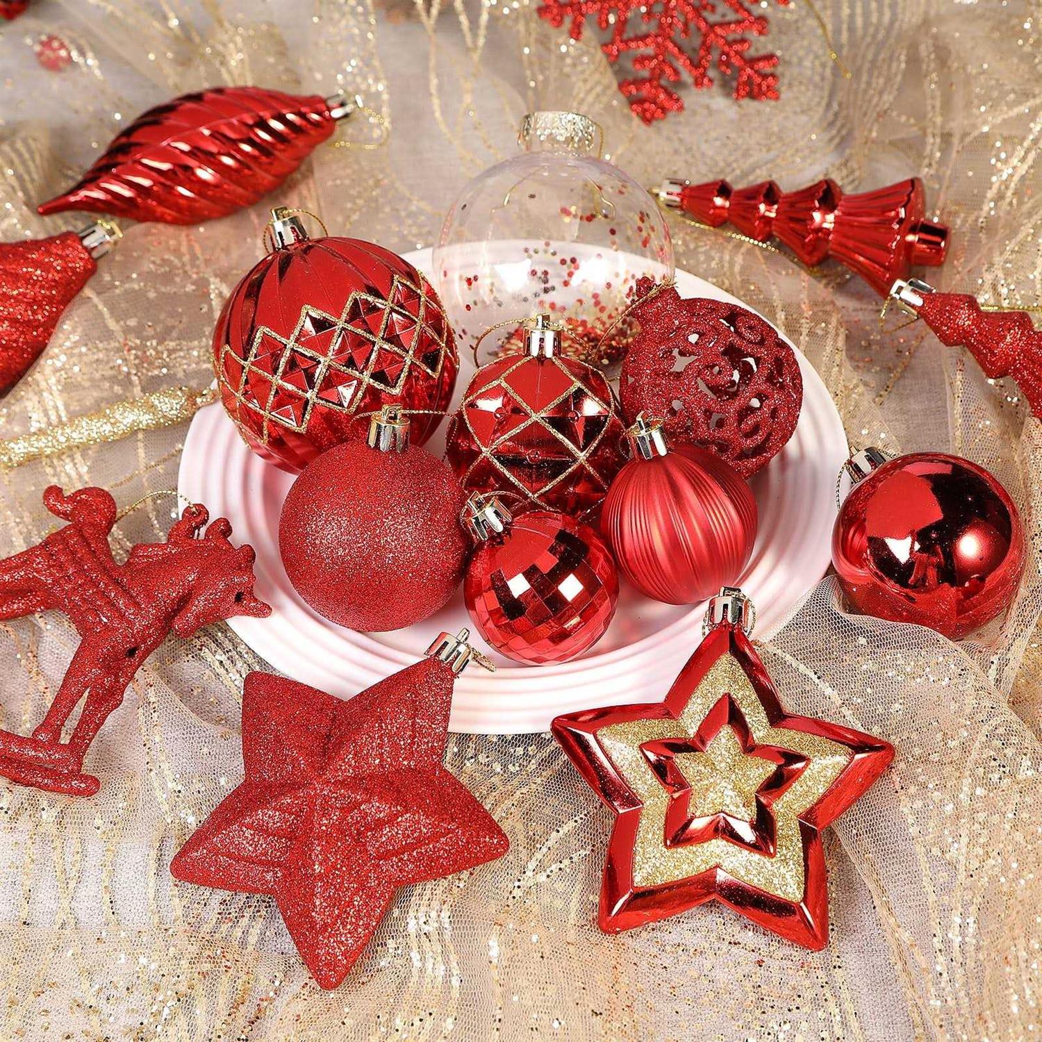 Shareconn 100pcs Christmas Balls Ornaments Set Shatterproof Plastic Decorative Baubles with lanyard for Xmas Tree Decor - Image 4