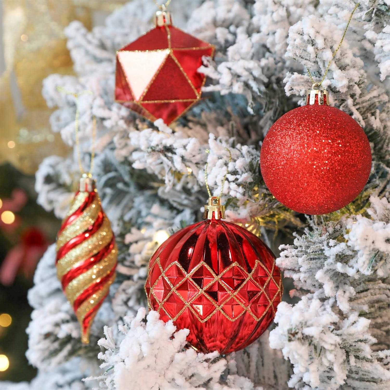 Shareconn 100pcs Christmas Balls Ornaments Set Shatterproof Plastic Decorative Baubles with lanyard for Xmas Tree Decor - Image 5