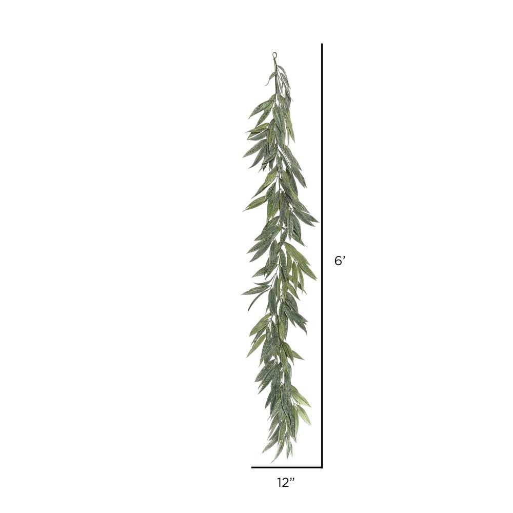 Vickerman 6′ Green Muddy White Willow Garland - Image 3