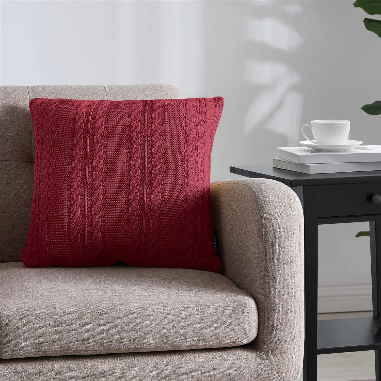 Vcny Home Dublin Cable Knit Square Decorative Throw Pillow - Image 2
