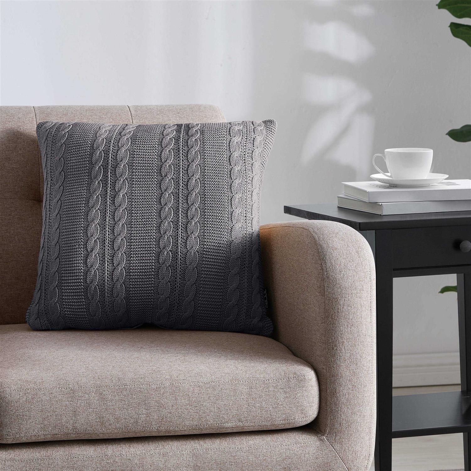 Vcny Home Dublin Cable Knit Square Decorative Throw Pillow - Image 2