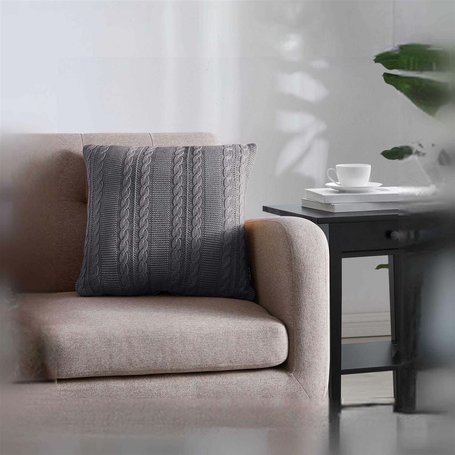 Vcny Home Dublin Cable Knit Square Decorative Throw Pillow - Image 4