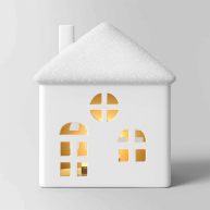 Wondershop 5 Battery Operated Lit Wide Ceramic House with Windows Christmas Village Building