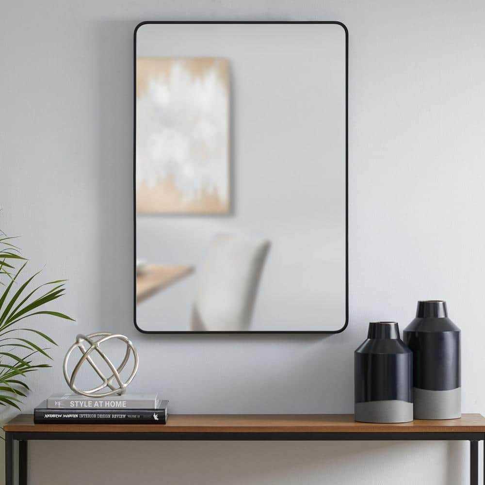StyleWell Medium Modern Rectangular Framed Mirror with Rounded Corners AL-R2232B