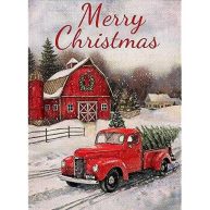 Selmad Home Decorative Merry Christmas Garden Flag Red Truck Double Sided