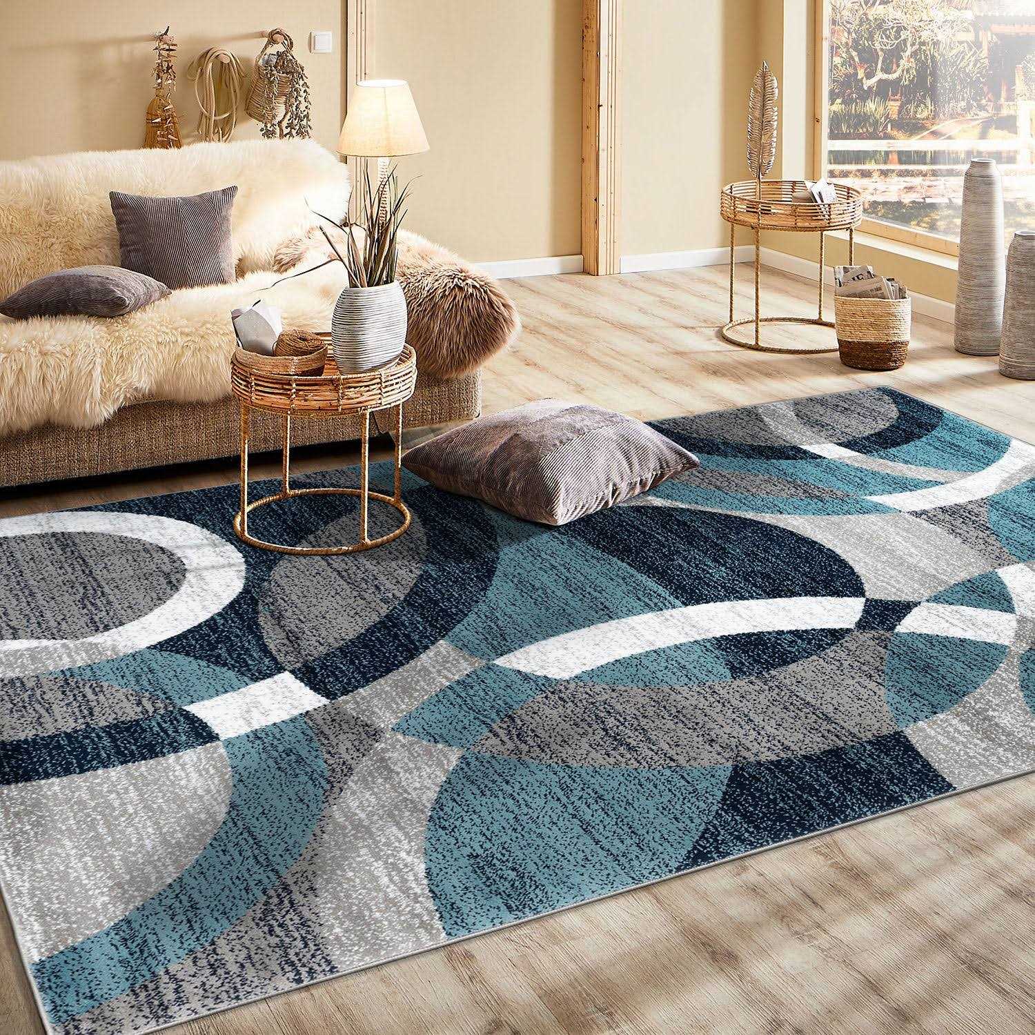 World Rug Gallery Contemporary Modern Circles Abstract Area Rug - Image 2