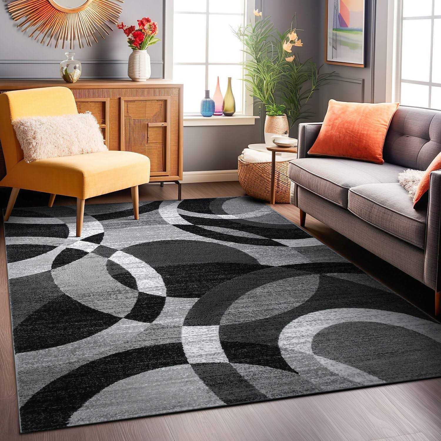 World Rug Gallery Contemporary Modern Circles Abstract Area Rug - Image 5