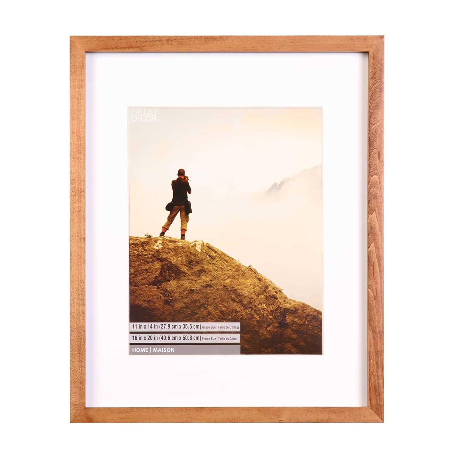 Studio Decor Natural Walnut Stain 11 x 14 Frame with Mat - Image 2