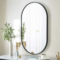 XRAMFY H Oval Classic Aluminum Alloy Framed Wall Mirror