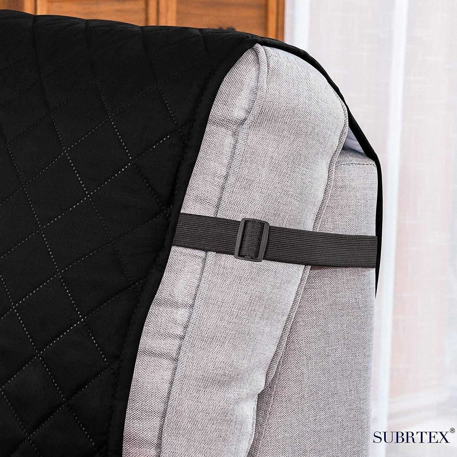 Subrtex Chaise Sofa Cover Reversible Slipcover with Elastic Straps - Image 2