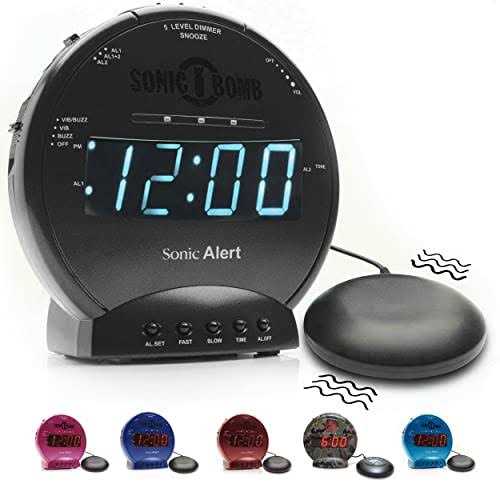 Sonic Alert Sonic Bomb Dual Alarm Clock with Bed Shaker Black Vibrating Alarm Clock Heavy Sleepers - Image 4