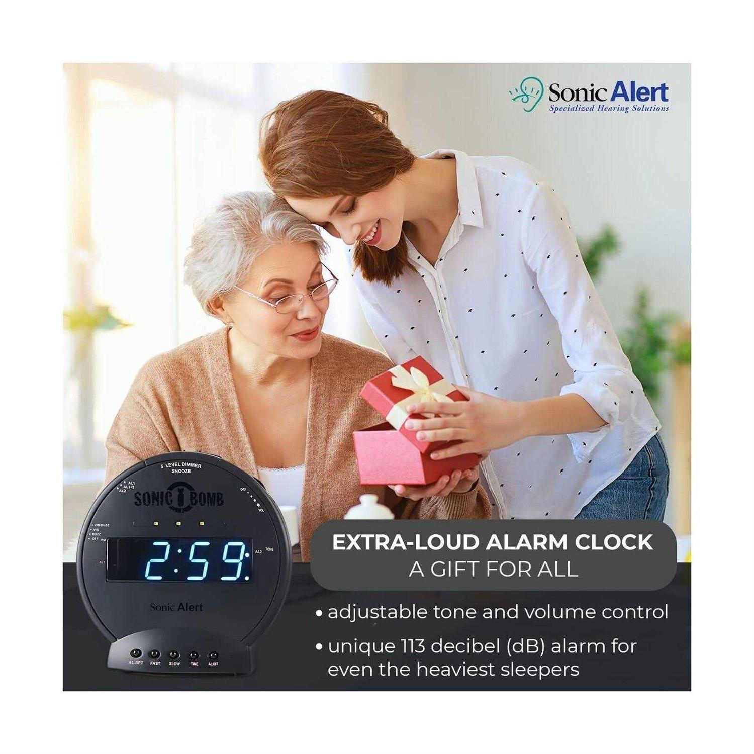 Sonic Alert Sonic Bomb Dual Alarm Clock with Bed Shaker Black Vibrating Alarm Clock Heavy Sleepers - Image 5