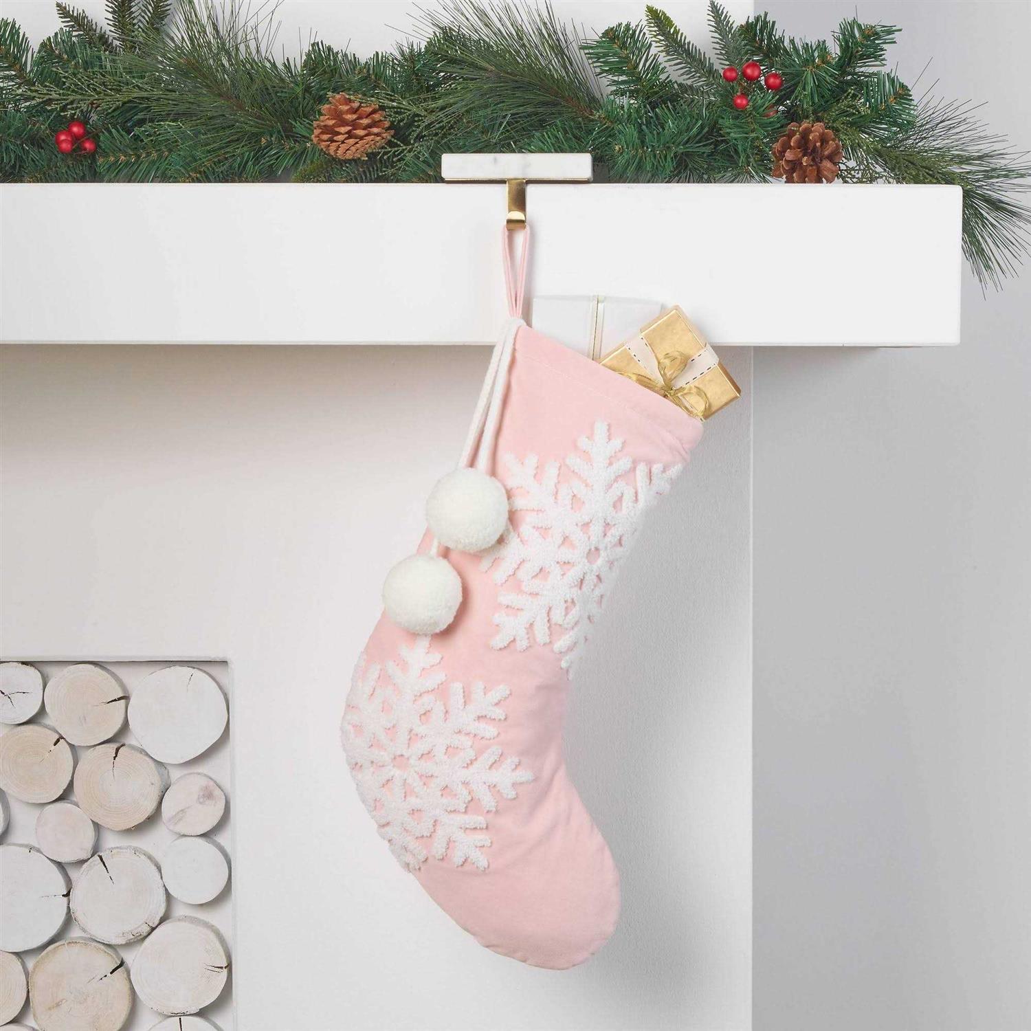 Wondershop 20 Velvet Christmas Stocking with Snowflakes - Image 2