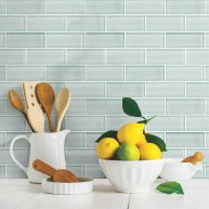 RoomMates Aqua Seaglass Subway Peel & Stick Tile