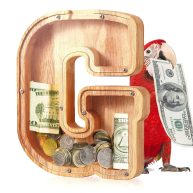 UBeesize Large Piggy Banks Twenty-Six English Alphabet Letter for Boys Girls, Wooden Personalized Bills and Coins Bank Money Box,DIY Name Birthday