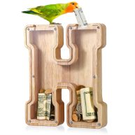 UBeesize Large Piggy Banks Twenty-Six English Alphabet Letter for Boys Girls, Wooden Personalized Bills and Coins Bank Money Box,DIY Name Birthday