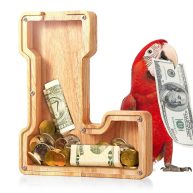 UBeesize Large Piggy Banks Twenty-Six English Alphabet Letter for Boys Girls, Wooden Personalized Bills and Coins Bank Money Box,DIY Name Birthday