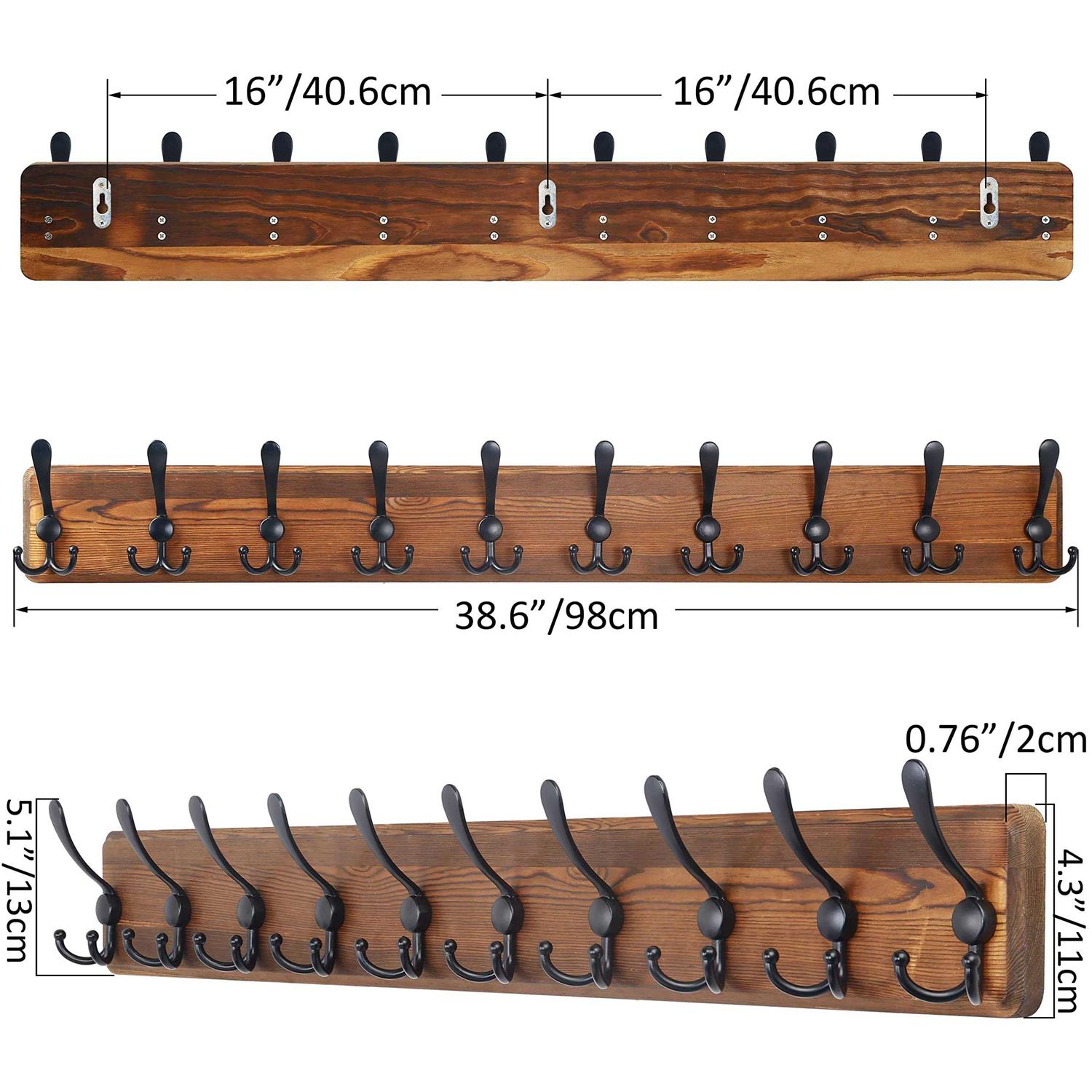 SKOLOO Rustic Large Coat Rack Wall Mount 38.3&” Long Coat Rack for Wall - Image 5