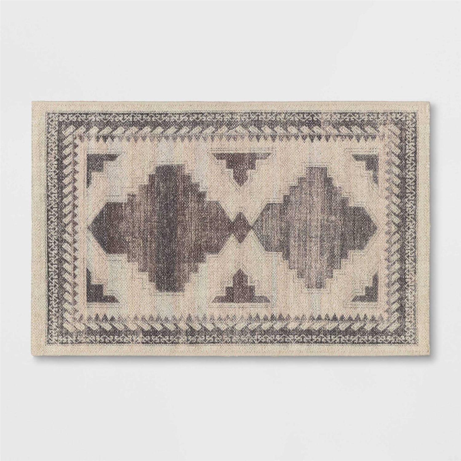 Threshold Cromwell Washable Printed Persian Style Rug Tan