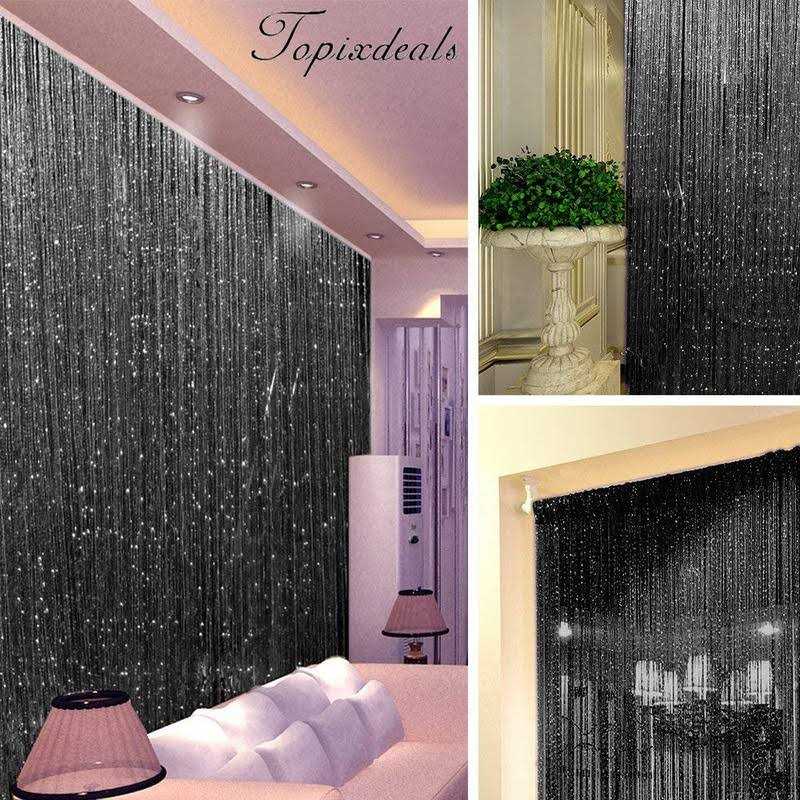 Topixdeals Rare Flat Silver Ribbon Door String Curtain Thread Fringe Window Panel Room Divider Cute Strip Tassel Party Events - Image 4