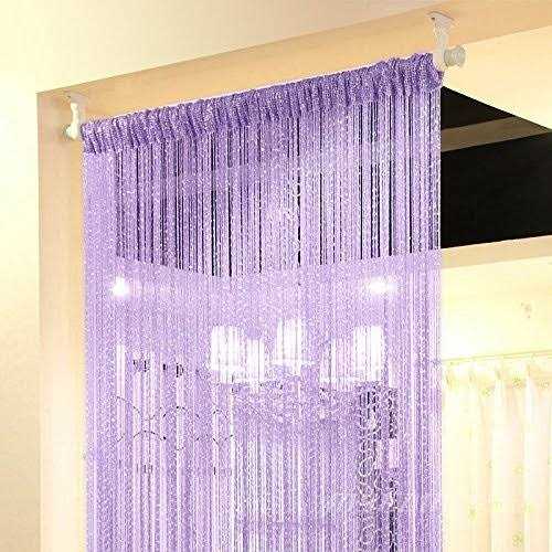 Topixdeals Rare Flat Silver Ribbon Door String Curtain Thread Fringe Window Panel Room Divider Cute Strip Tassel Party Events