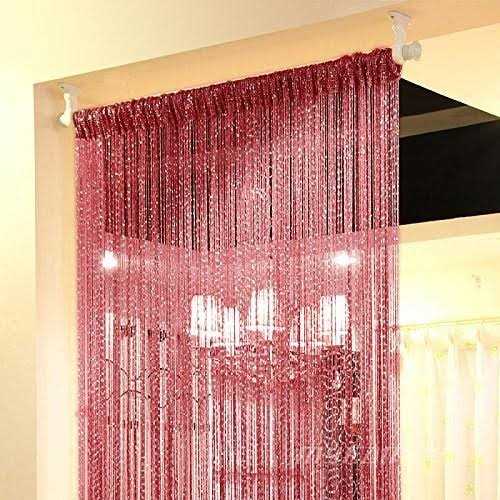 Topixdeals Rare Flat Silver Ribbon Door String Curtain Thread Fringe Window Panel Room Divider Cute Strip Tassel Party Events