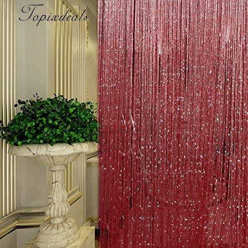 Topixdeals Rare Flat Silver Ribbon Door String Curtain Thread Fringe Window Panel Room Divider Cute Strip Tassel Party Events - Image 4