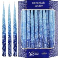 The Dreidel Company Dripless Hanukkah Candles Multi Blue Hued Frosted Deluxe Tapered Chanukah Candles