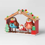 Wondershop 4pc Featherly Friends Gingerbread Fabric Bird Christmas Figurine Set