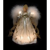 VCO 12 Lighted Cream & Gold Angel Christmas Tree Topper