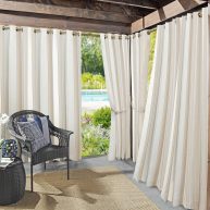 Sun Zero Valencia Cabana Stripe Indoor/Outdoor UV Protectant Room Darkening Grommet Curtain Panel