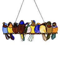 River of Goods Birds on A Wire Stained Glass Window Panel
