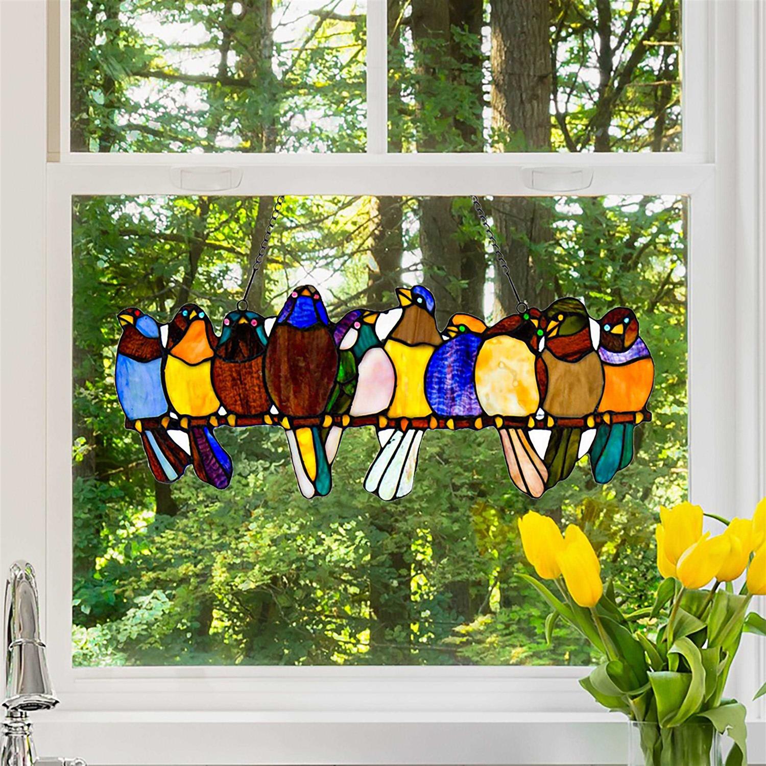 River of Goods Birds on A Wire Stained Glass Window Panel - Image 3