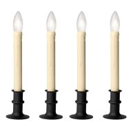Set of 4 Ivory and Black Battery Operated LED Candle Lamps 13