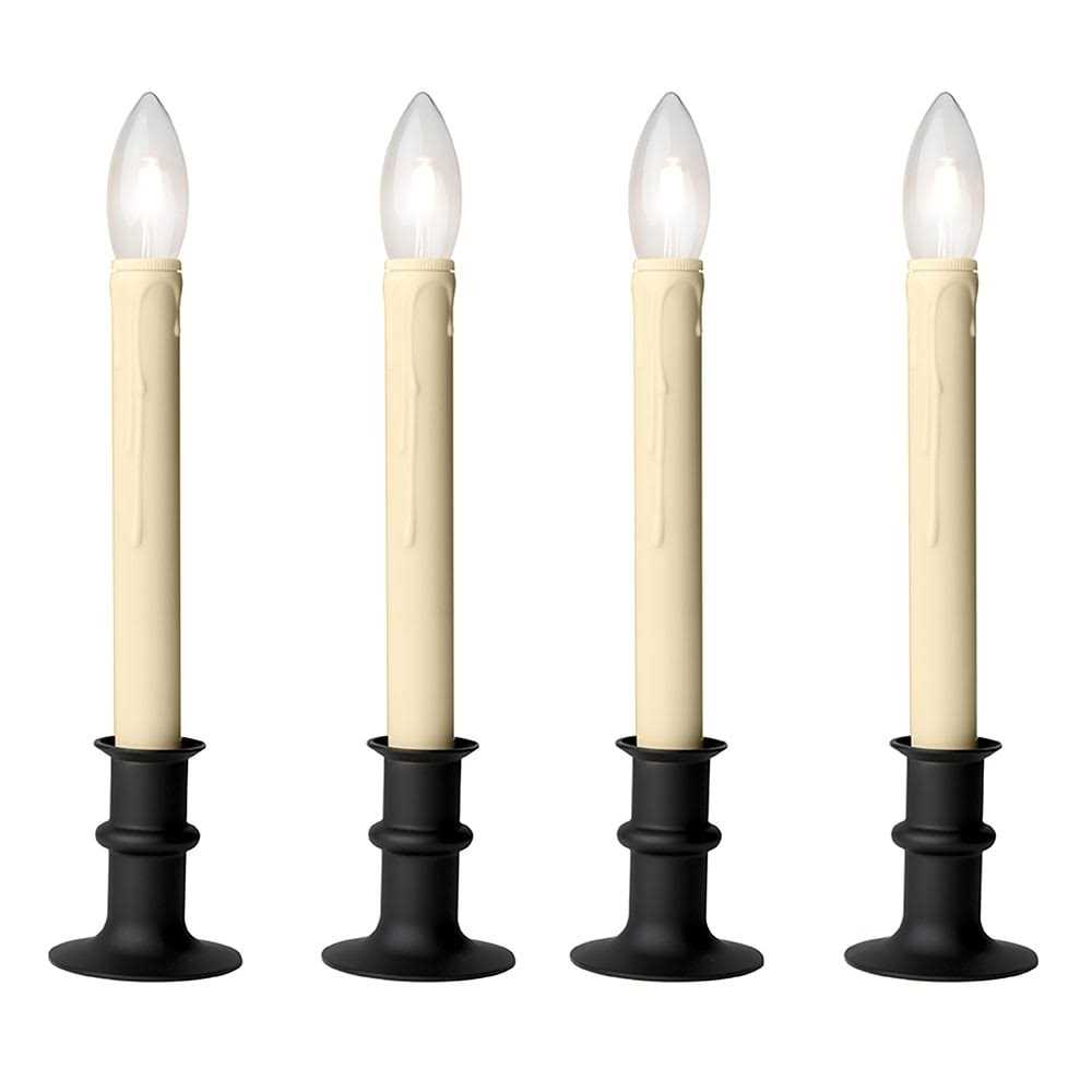 Set of 4 Ivory and Black Battery Operated LED Candle Lamps 13