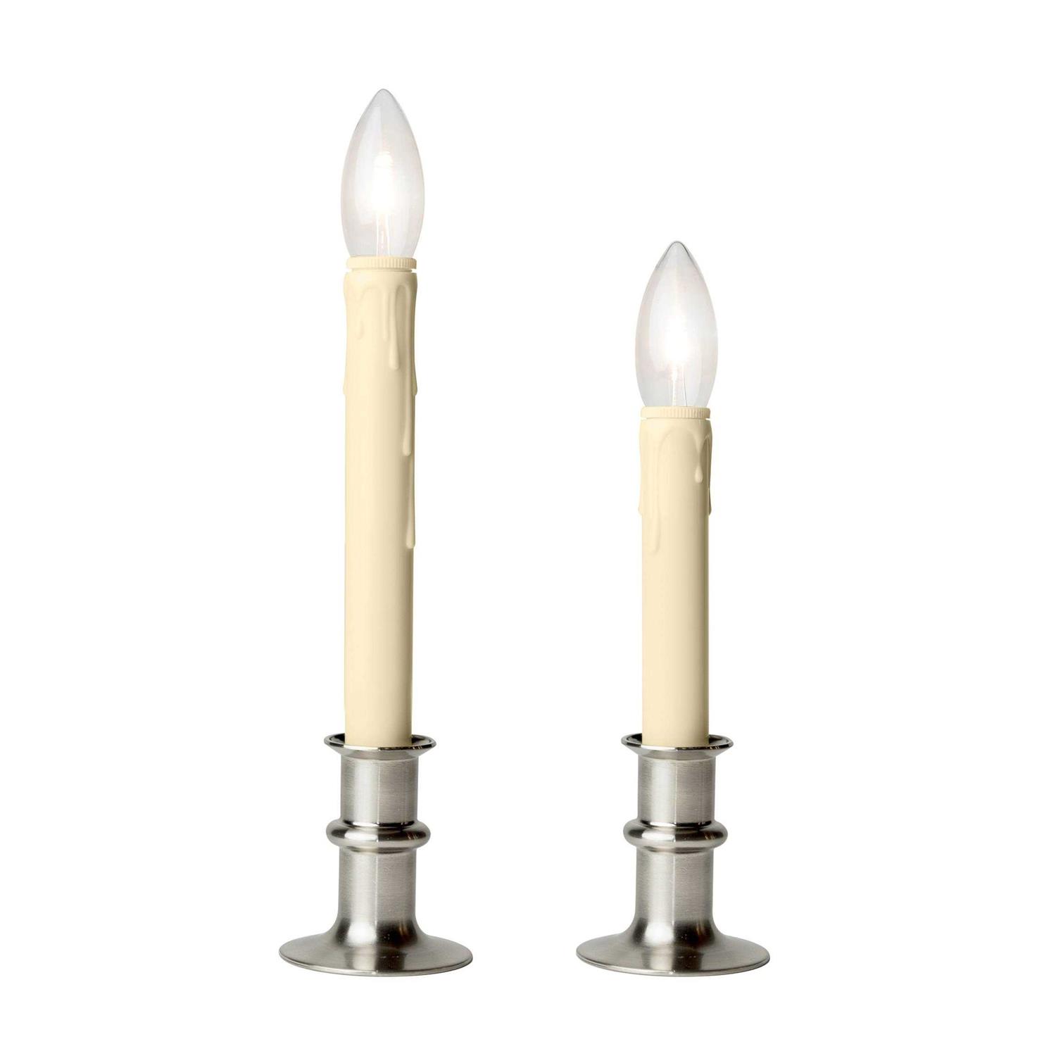 Set of 4 Ivory and Black Battery Operated LED Candle Lamps 13 - Image 2