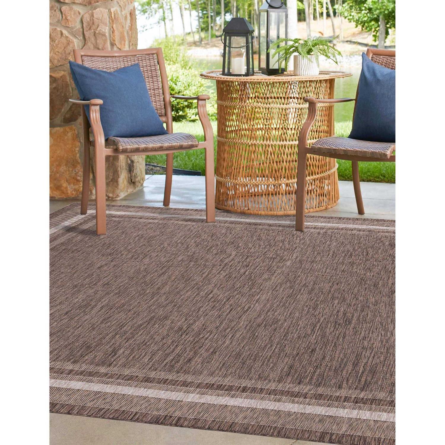 Unique Loom Outdoor Soft Border Area Rug - Image 2