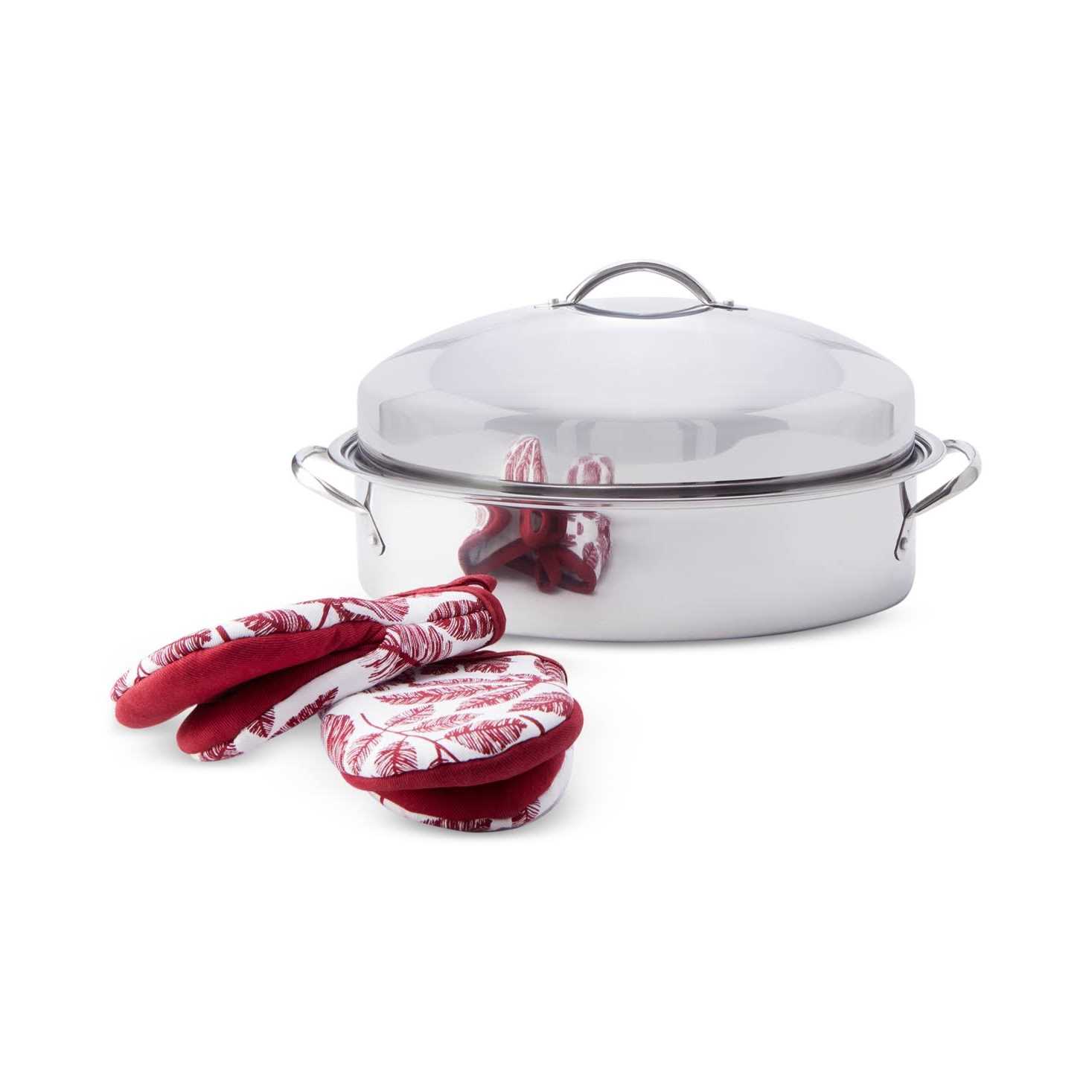 The Cellar Stainless Steel 8-Qt Covered Oval Roaster with Rack