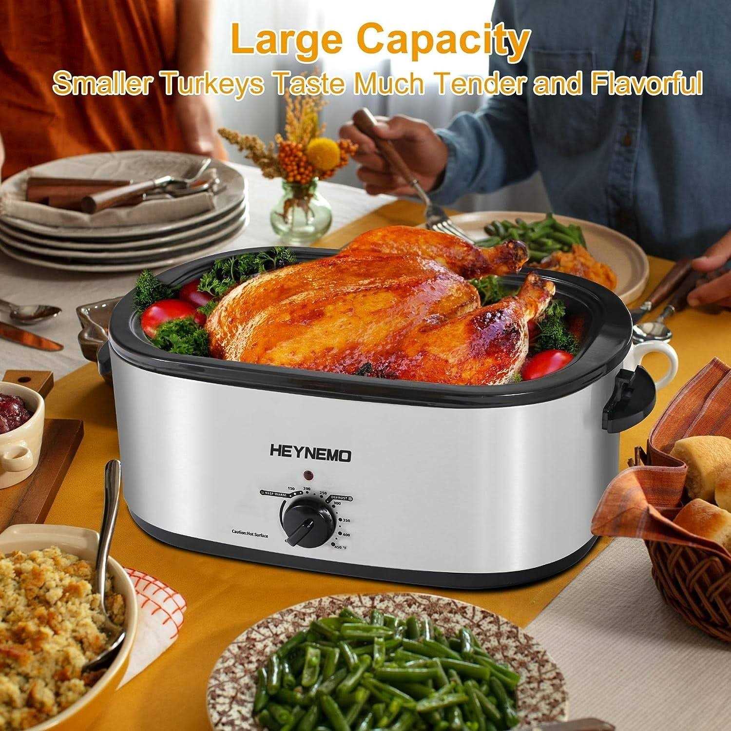 Superjoe 26 Quart Electric Roaster Oven Stainless Steel Turkey Roaster Oven Buffet with Self-Basting Lid Removable Pan - Image 5